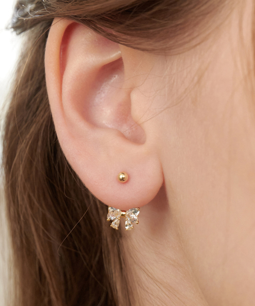 TATIANA（タチアナ）の「(シルバー925) ツインクルバタフライリボンイヤージャケットピアス EC3082（ピアス（両耳用）・レディース・シルバー/イエローゴールド・FREE）」の5枚目の写真