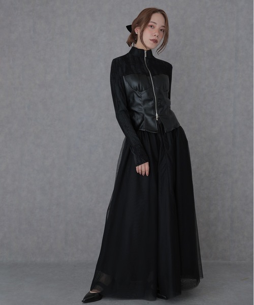 SUWDEE（スーディー）の「bustier docking double zip tops（ニット/セーター・レディース・ブラック/ブラウン・FREE）」の3枚目の写真