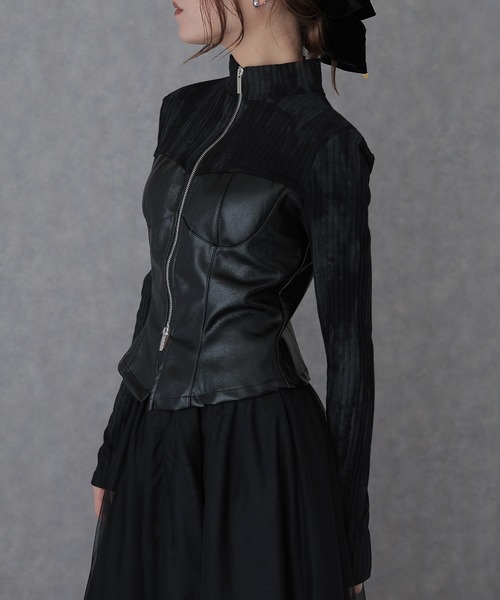 SUWDEE（スーディー）の「bustier docking double zip tops（ニット/セーター・レディース・ブラック/ブラウン・FREE）」の11枚目の写真