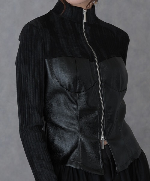SUWDEE（スーディー）の「bustier docking double zip tops（ニット/セーター・レディース・ブラック/ブラウン・FREE）」の13枚目の写真