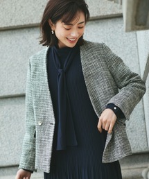 Elura｜エルーラのノーカラージャケット（ブラック/黒色系）通販