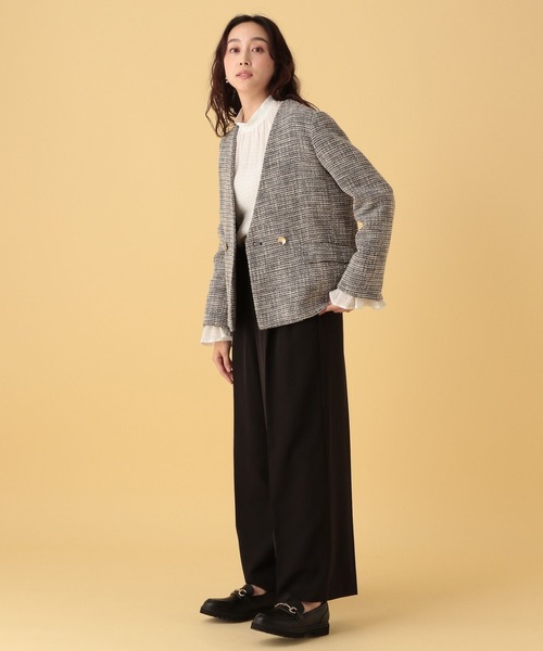 Elura（エルーラ）の「≪入卒/セレモニー/通勤≫ツイードノーカラージャケット/602137（ノーカラージャケット・レディース・ブラック・LARGE/MEDIUM）」の7枚目の写真