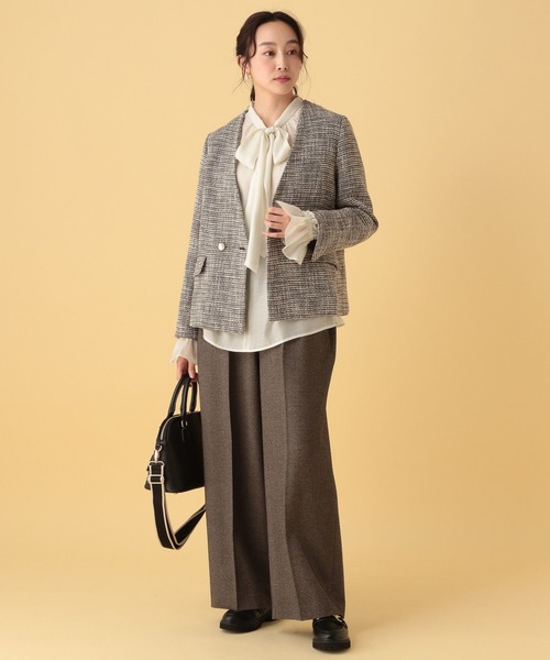 Elura（エルーラ）の「≪入卒/セレモニー/通勤≫ツイードノーカラージャケット/602137（ノーカラージャケット・レディース・ブラック・LARGE/MEDIUM）」の8枚目の写真