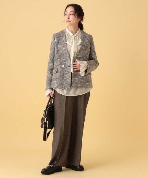 Elura（エルーラ）の「≪入卒/セレモニー/通勤≫ツイードノーカラージャケット/602137（ノーカラージャケット・レディース・ブラック・LARGE/MEDIUM）」の9枚目の写真