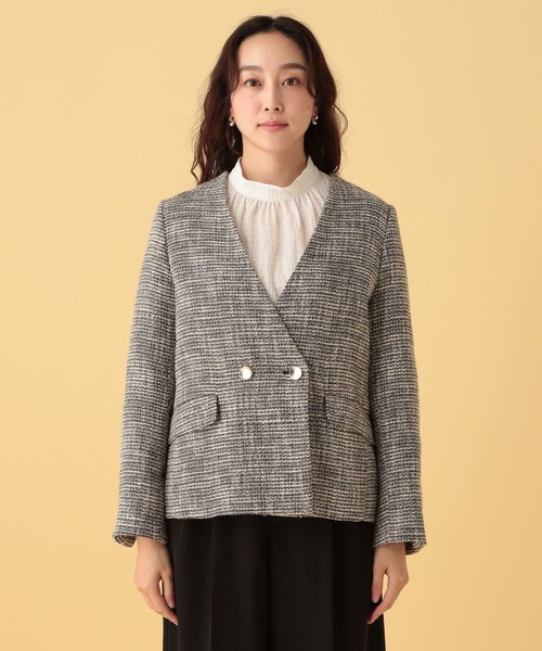 Elura（エルーラ）の「≪入卒/セレモニー/通勤≫ツイードノーカラージャケット/602137（ノーカラージャケット・レディース・ブラック・LARGE/MEDIUM）」の11枚目の写真