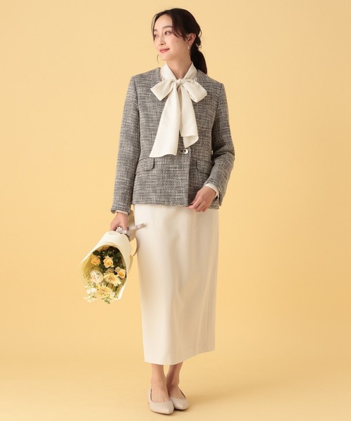 Elura（エルーラ）の「≪入卒/セレモニー/通勤≫ツイードノーカラージャケット/602137（ノーカラージャケット・レディース・ブラック・LARGE/MEDIUM）」の3枚目の写真