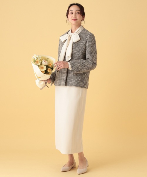 Elura（エルーラ）の「≪入卒/セレモニー/通勤≫ツイードノーカラージャケット/602137（ノーカラージャケット・レディース・ブラック・LARGE/MEDIUM）」の4枚目の写真