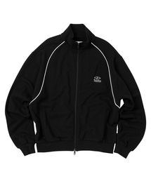 TRAVEL | パイピングトラックジップアップジャケットブラック(ナイロンジャケット)