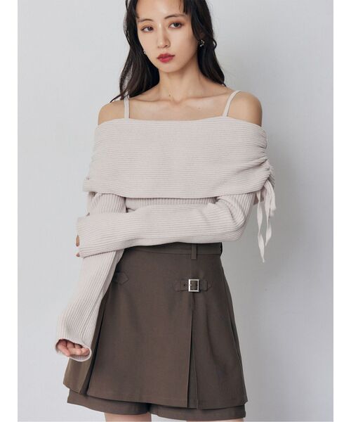 MURUA（ムルーア）の「モールヤーンオフショルニット（ニット/セーター・レディース・ブラック/ピンク/ブラウン・FREE）」の3枚目の写真