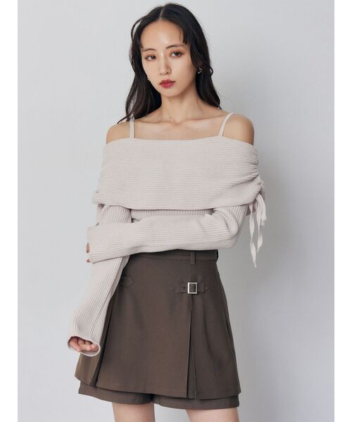 MURUA（ムルーア）の「モールヤーンオフショルニット（ニット/セーター・レディース・ブラック/ピンク/ブラウン・FREE）」の11枚目の写真