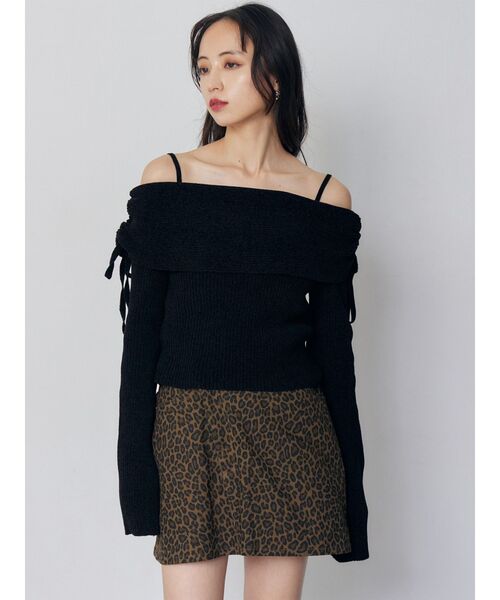 MURUA（ムルーア）の「モールヤーンオフショルニット（ニット/セーター・レディース・ブラック/ピンク/ブラウン・FREE）」の14枚目の写真