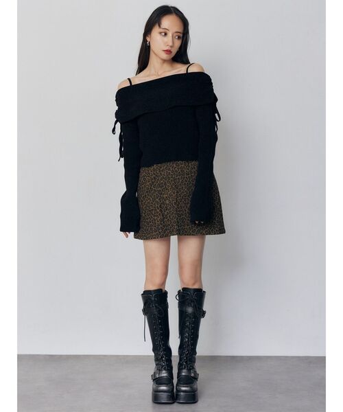 MURUA（ムルーア）の「モールヤーンオフショルニット（ニット/セーター・レディース・ブラック/ピンク/ブラウン・FREE）」の15枚目の写真