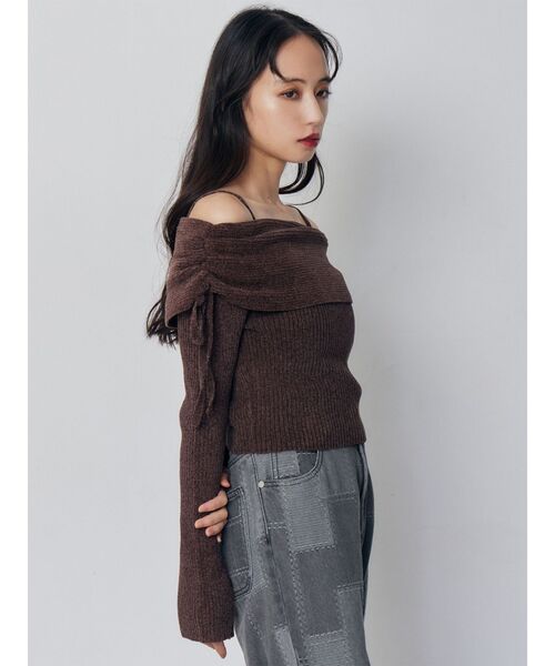 MURUA（ムルーア）の「モールヤーンオフショルニット（ニット/セーター・レディース・ブラック/ピンク/ブラウン・FREE）」の17枚目の写真