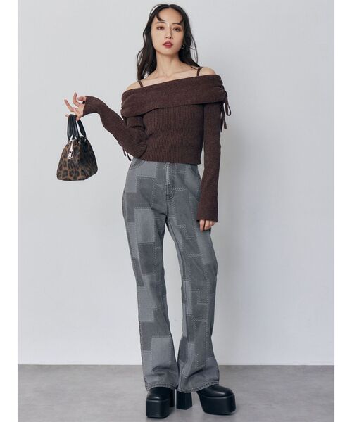 MURUA（ムルーア）の「モールヤーンオフショルニット（ニット/セーター・レディース・ブラック/ピンク/ブラウン・FREE）」の18枚目の写真