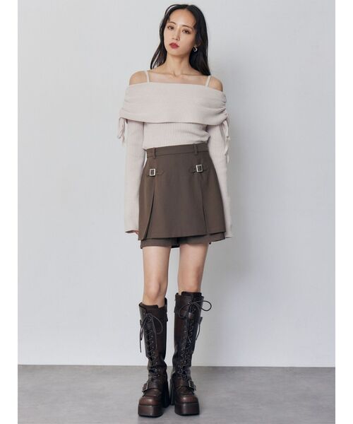 MURUA（ムルーア）の「モールヤーンオフショルニット（ニット/セーター・レディース・ブラック/ピンク/ブラウン・FREE）」の22枚目の写真