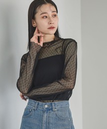 A part by | チュールトドットハイネック_長袖(Tシャツ/カットソー)