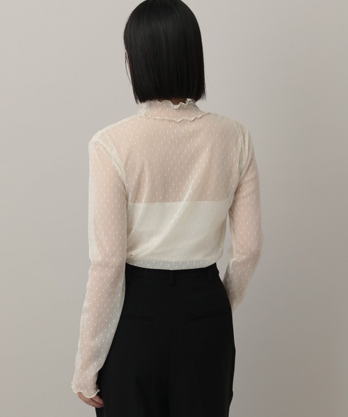 A part by（アパートバイ）の「チュールトドットハイネック_長袖（Tシャツ/カットソー・レディース・アイボリー/ブラック・FREE）」の4枚目の写真