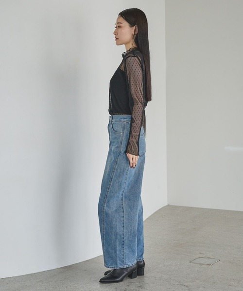 A part by（アパートバイ）の「チュールトドットハイネック_長袖（Tシャツ/カットソー・レディース・アイボリー/ブラック・FREE）」の6枚目の写真