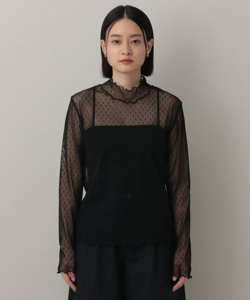 A part by（アパートバイ）の「チュールトドットハイネック_長袖（Tシャツ/カットソー・レディース・アイボリー/ブラック・FREE）」の12枚目の写真