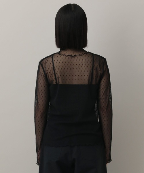 A part by（アパートバイ）の「チュールトドットハイネック_長袖（Tシャツ/カットソー・レディース・アイボリー/ブラック・FREE）」の14枚目の写真
