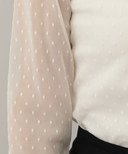 A part by（アパートバイ）の「チュールトドットハイネック_長袖（Tシャツ/カットソー・レディース・アイボリー/ブラック・FREE）」の5枚目の写真