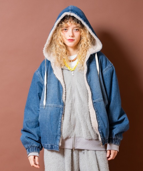 セール】a.p.o.v. 裏ボアヴィンテージウォッシュデニムオーバーサイズ