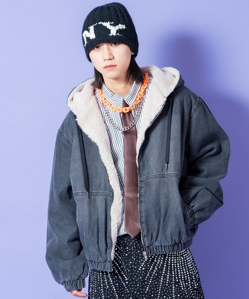 セール】a.p.o.v. 裏ボアヴィンテージウォッシュデニムオーバーサイズ