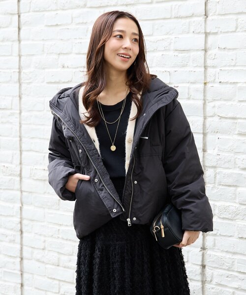 un dix cors(アンディコール)の「《大人カジュアルに》ワークフードヨークピュアダウン(ダウンジャケット/コート・レディース・ブラック/ライトベージュ・FREE)」の7枚目の写真