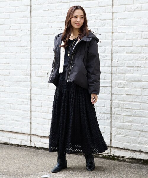 un dix cors(アンディコール)の「《大人カジュアルに》ワークフードヨークピュアダウン(ダウンジャケット/コート・レディース・ブラック/ライトベージュ・FREE)」の8枚目の写真