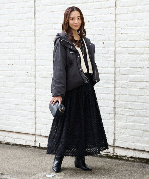 un dix cors(アンディコール)の「《大人カジュアルに》ワークフードヨークピュアダウン(ダウンジャケット/コート・レディース・ブラック/ライトベージュ・FREE)」の9枚目の写真