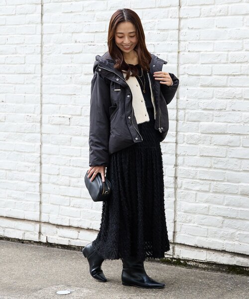 un dix cors(アンディコール)の「《大人カジュアルに》ワークフードヨークピュアダウン(ダウンジャケット/コート・レディース・ブラック/ライトベージュ・FREE)」の11枚目の写真