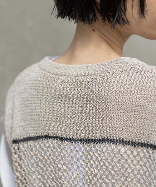Munich(ミューニック)の「リブ編み×スカシ編みニットジレ(ニット/セーター・レディース・グレー/ブラック/グレイッシュベージュ・FREE)」の17枚目の写真