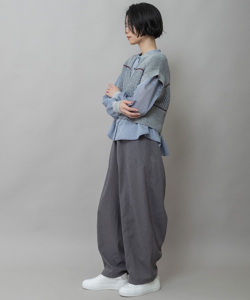 Munich(ミューニック)の「リブ編み×スカシ編みニットジレ(ニット/セーター・レディース・グレー/ブラック/グレイッシュベージュ・FREE)」の22枚目の写真