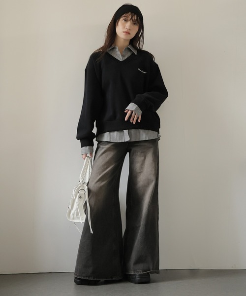 Ulysses（ユリシス）の「シャツドッキング裏起毛トレーナー（スウェット・レディース・ブラック/グレー/モカ・F）」の4枚目の写真