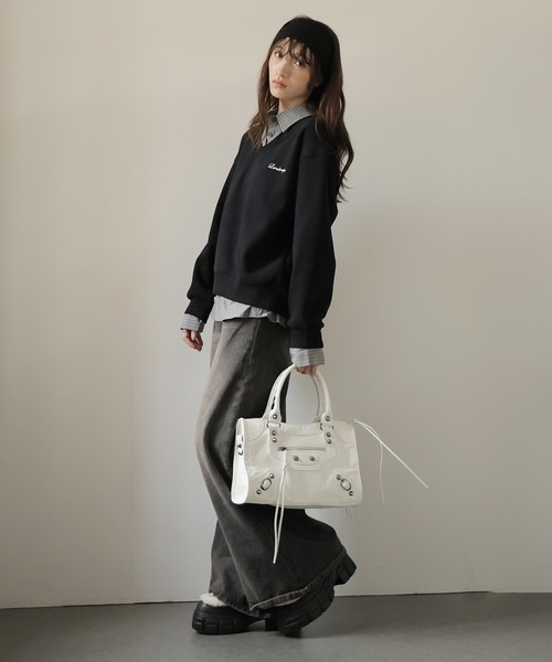 Ulysses（ユリシス）の「シャツドッキング裏起毛トレーナー（スウェット・レディース・ブラック/グレー/モカ・F）」の11枚目の写真