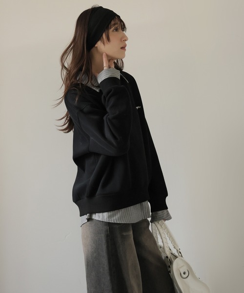 Ulysses（ユリシス）の「シャツドッキング裏起毛トレーナー（スウェット・レディース・ブラック/グレー/モカ・F）」の12枚目の写真