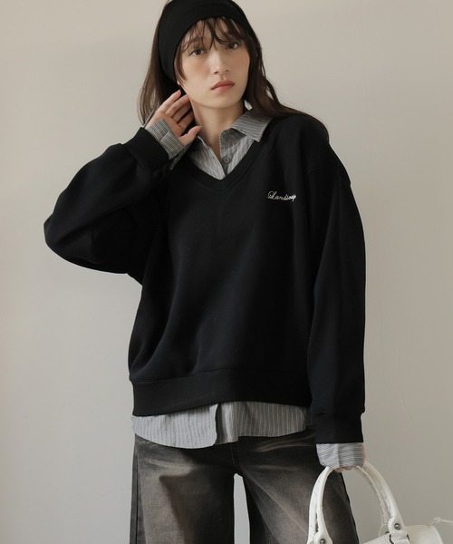 Ulysses（ユリシス）の「シャツドッキング裏起毛トレーナー（スウェット・レディース・ブラック/グレー/モカ・F）」の14枚目の写真