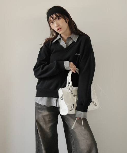 Ulysses（ユリシス）の「シャツドッキング裏起毛トレーナー（スウェット・レディース・ブラック/グレー/モカ・F）」の16枚目の写真