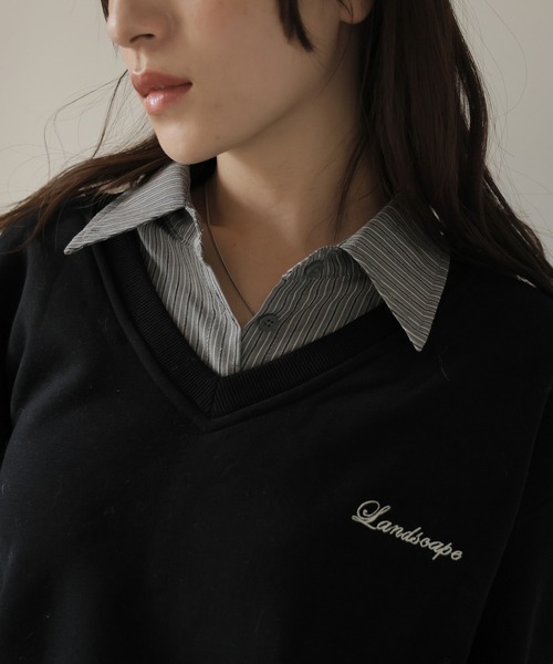 Ulysses（ユリシス）の「シャツドッキング裏起毛トレーナー（スウェット・レディース・ブラック/グレー/モカ・F）」の17枚目の写真