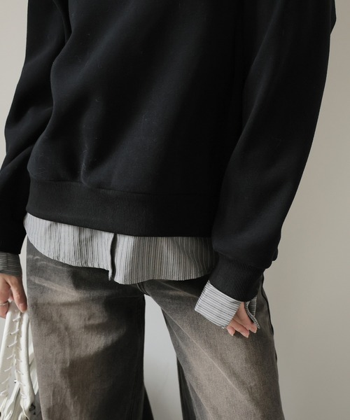 Ulysses（ユリシス）の「シャツドッキング裏起毛トレーナー（スウェット・レディース・ブラック/グレー/モカ・F）」の19枚目の写真