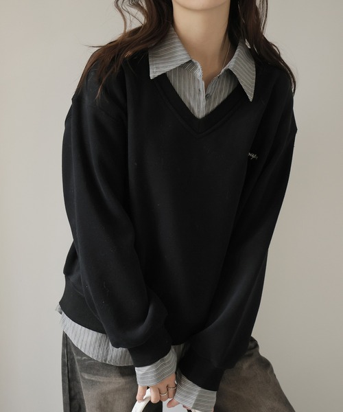 Ulysses（ユリシス）の「シャツドッキング裏起毛トレーナー（スウェット・レディース・ブラック/グレー/モカ・F）」の20枚目の写真