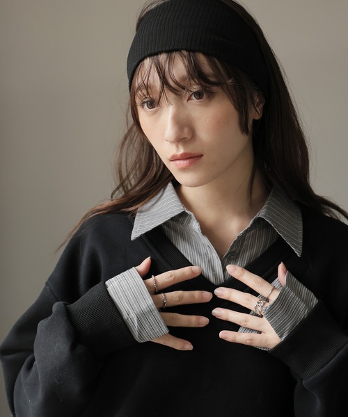 Ulysses（ユリシス）の「シャツドッキング裏起毛トレーナー（スウェット・レディース・ブラック/グレー/モカ・F）」の21枚目の写真