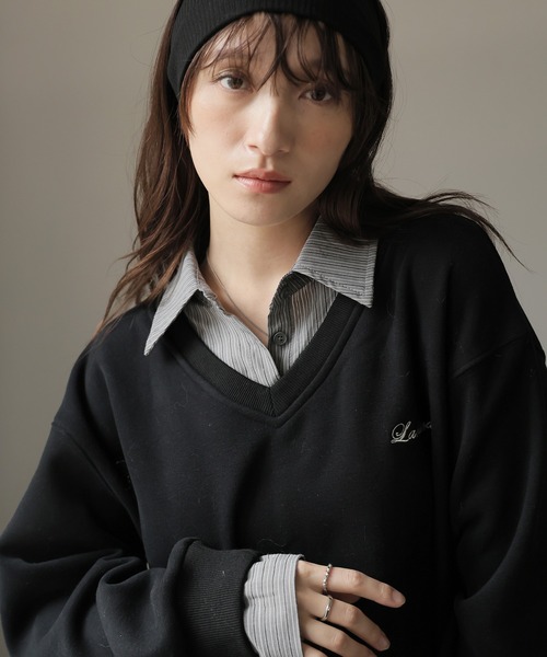 Ulysses（ユリシス）の「シャツドッキング裏起毛トレーナー（スウェット・レディース・ブラック/グレー/モカ・F）」の22枚目の写真