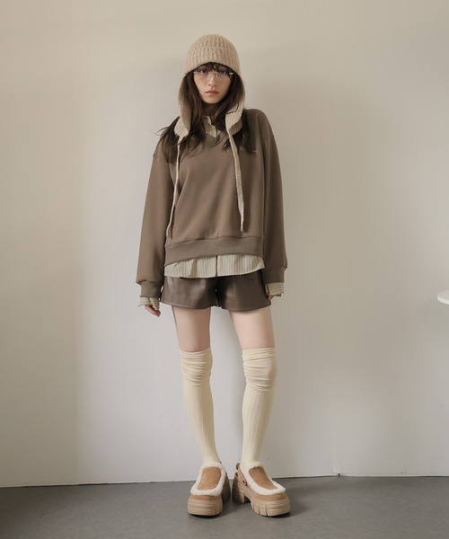 Ulysses（ユリシス）の「シャツドッキング裏起毛トレーナー（スウェット・レディース・ブラック/グレー/モカ・F）」の7枚目の写真