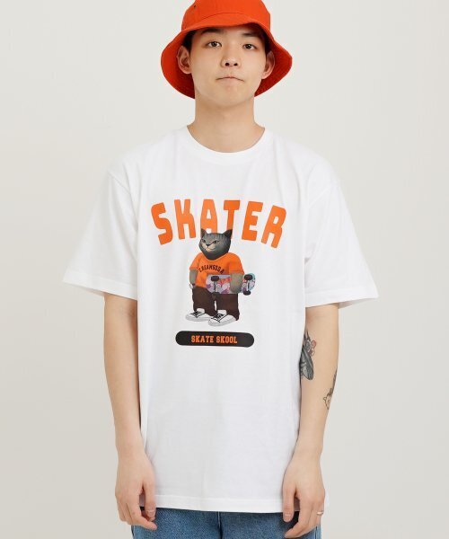 CREAM SODA LAB（クリームソーダラボ）の「グレー スケーター 半袖Tシャツ ホワイト オレンジ（Tシャツ/カットソー・メンズ・その他・XX-LARGE/LARGE/MEDIUM/X-LARGE）」の3枚目の写真