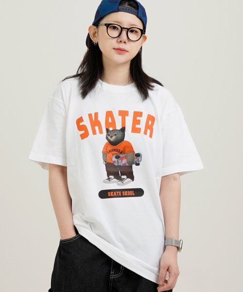 CREAM SODA LAB（クリームソーダラボ）の「グレー スケーター 半袖Tシャツ ホワイト オレンジ（Tシャツ/カットソー・メンズ・その他・XX-LARGE/LARGE/MEDIUM/X-LARGE）」の4枚目の写真