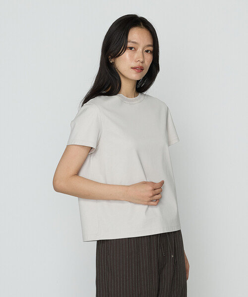 COMME CA（コムサ）の「〔 TALLサイズ 〕 コヒノールスムース ニット付きTシャツ（Tシャツ/カットソー・レディース・サックスブルー/グレイッシュベージュ・15号）」の2枚目の写真