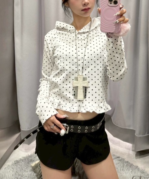 CRANK（クランク）の「【CRANK】DOT FRILL HOODIE / 【クランク