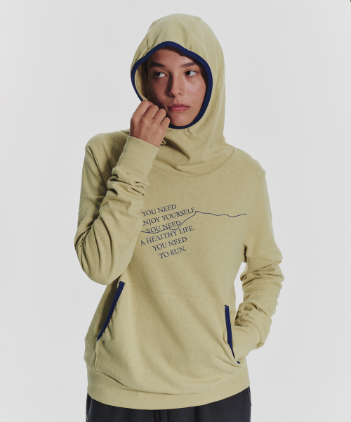 MENASOO(ミナス)の「MNS Track Binding High Neck Hoodie_Olive(パーカー・レディース・オリーブ・2/1)」の5枚目の写真