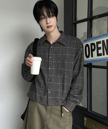 LXT（エルエックスティー）の「コットンハウンドチェッククロップシャツ[ブラック]（シャツ/ブラウス）」